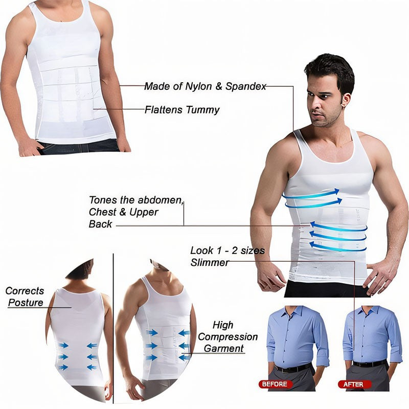 Men's White Slimming Body Shaper Vest XL