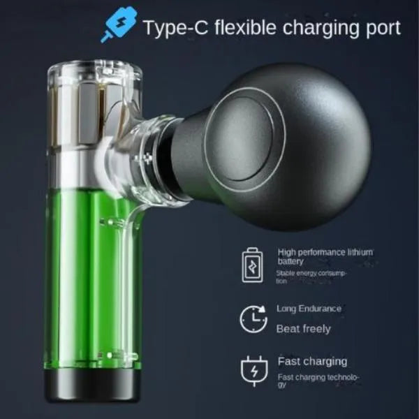 Rechargeable Mini Massager Gun Black ABS