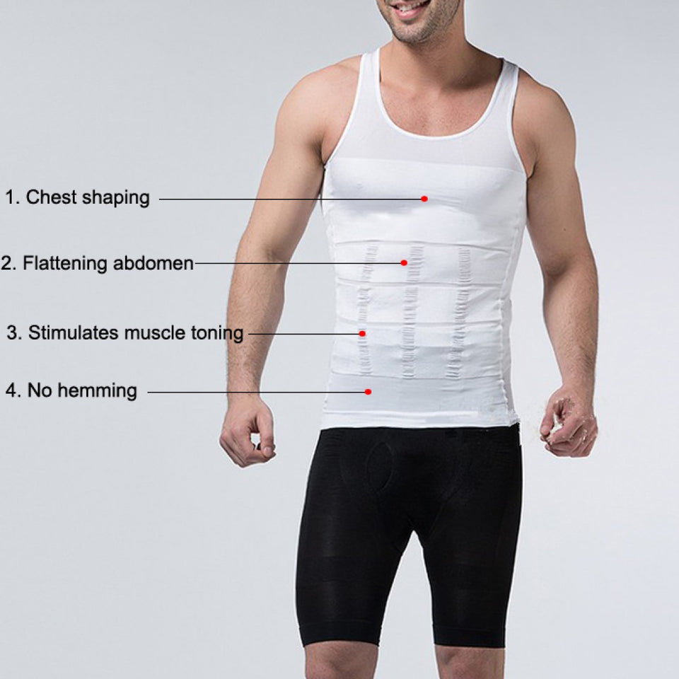 Men's White Slimming Body Shaper Vest XL